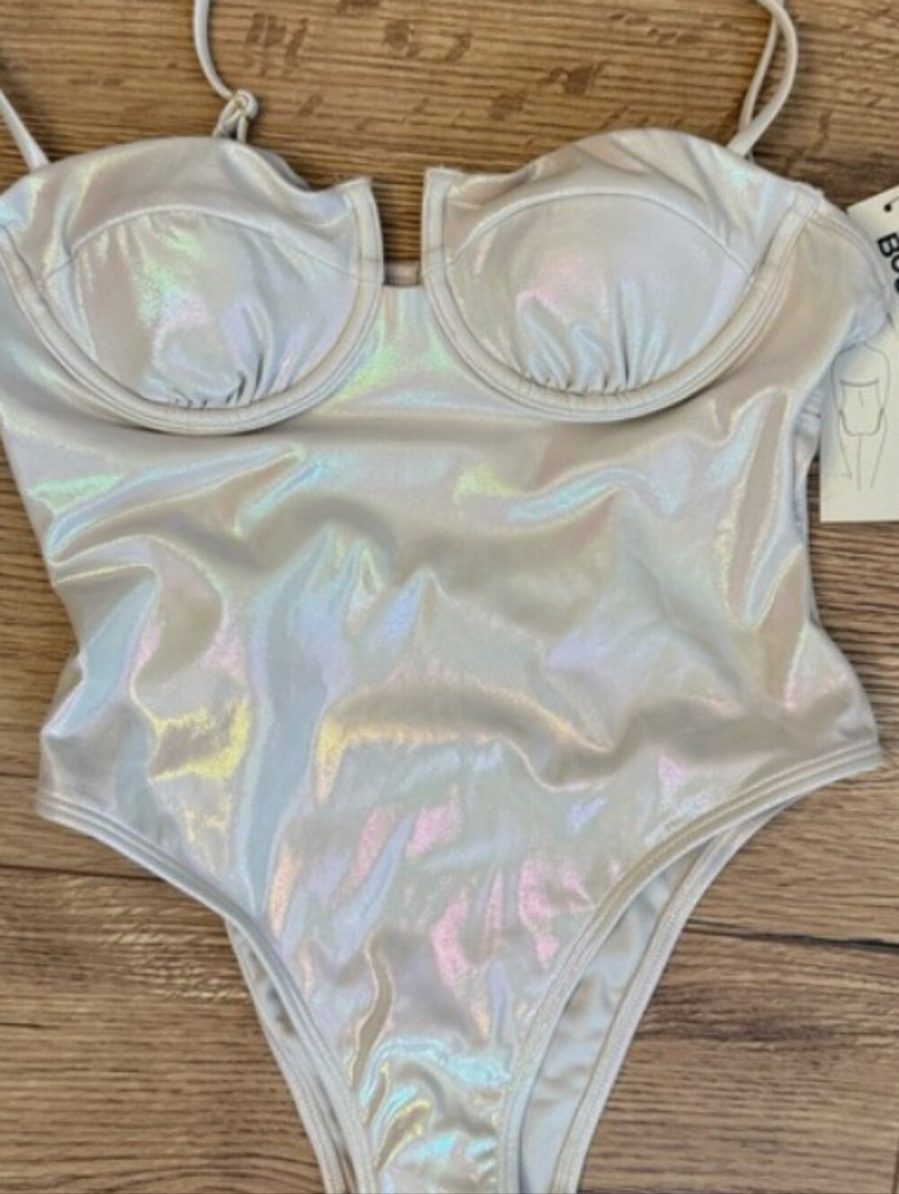 No Boundaries Pearl Iridescent One Piece Swimsuit Mermaid Bodysuit Vacation